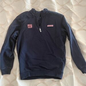 Vineyard Vines x NY Giants Embroidered Navy Quarter-Zip Shep Shirt